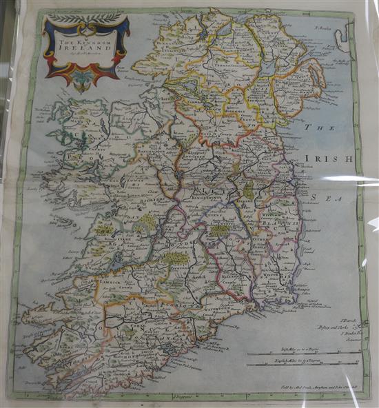 A Robert Morden map, the Kingdom of Ireland, 45 x 39cm